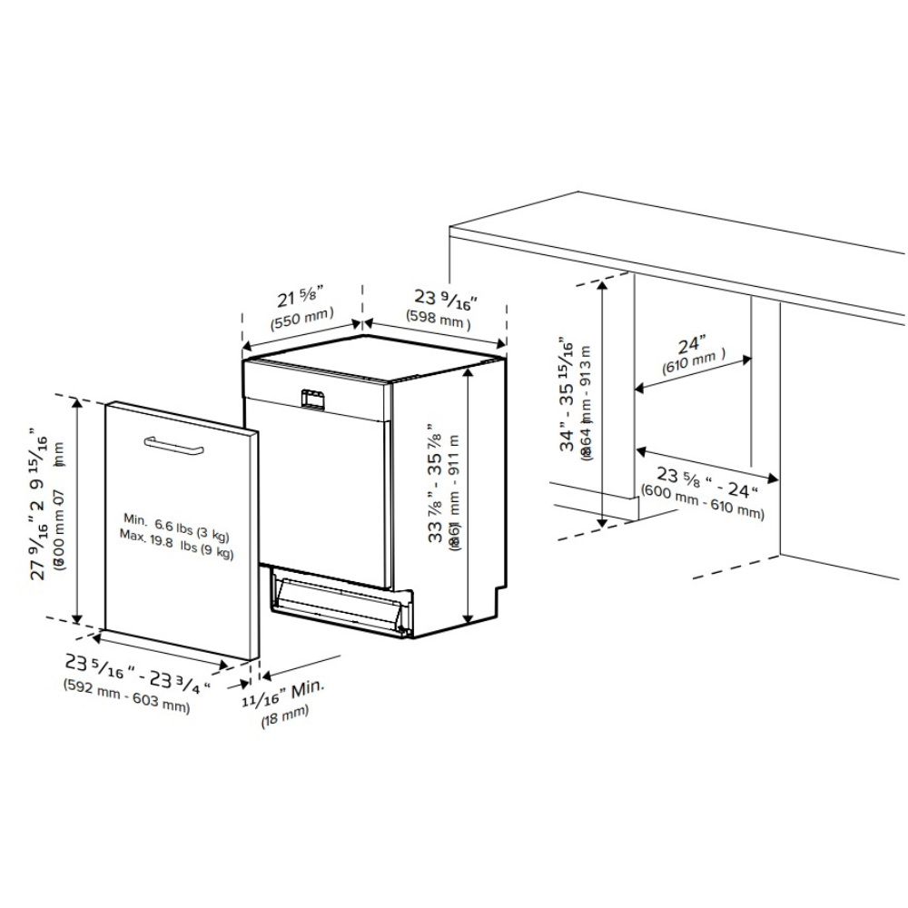 Viking-FDWU724-Dimension View