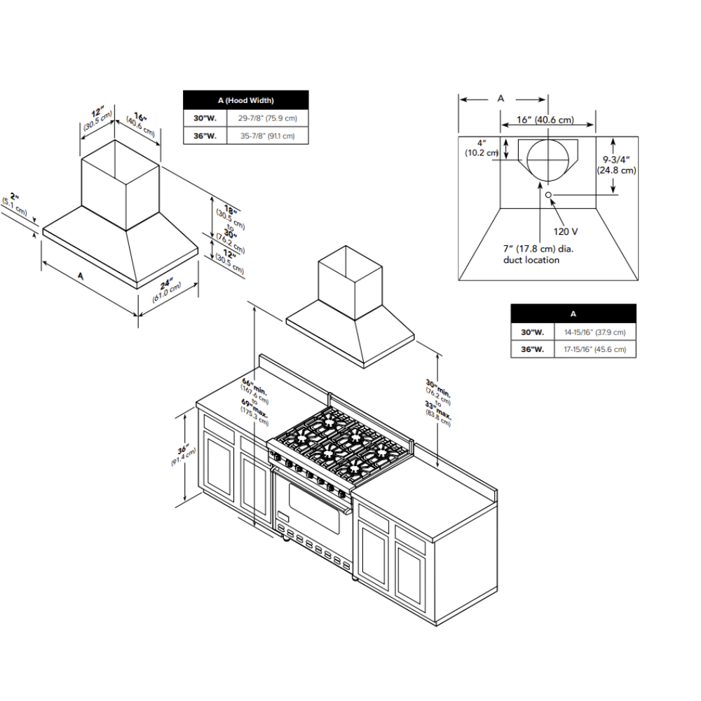 Viking RVCH330SS Dimension View