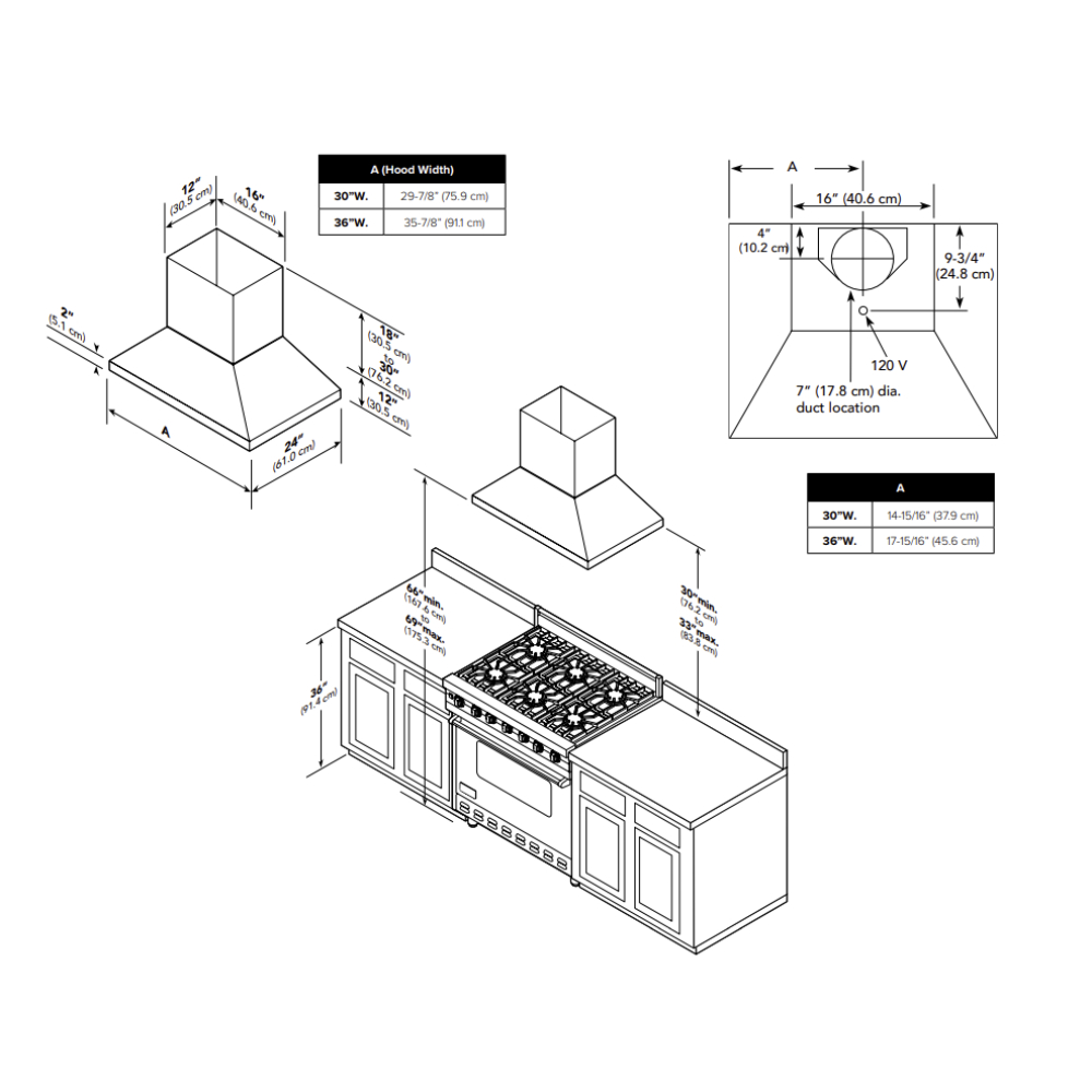 Viking RVCH336SS Dimension View