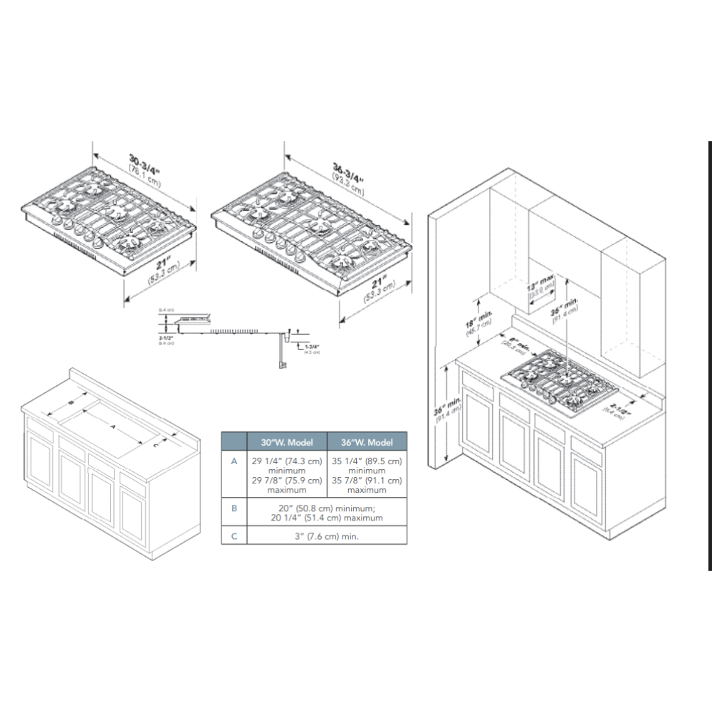 Viking-RVGC33615BSS-Dimensions View
