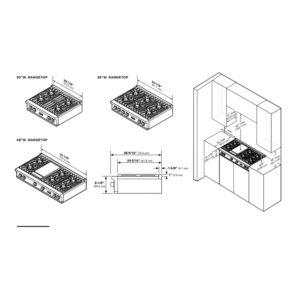 Viking VRT5366BSS Dimension