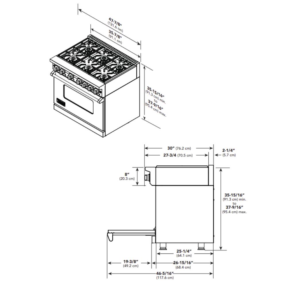 Viking-VGR73626BSS-Dimension View