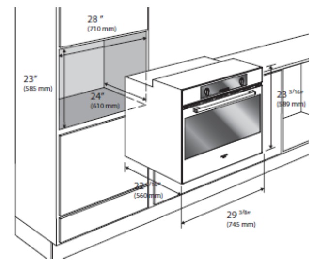 Verona VEBIEM3024NSS dimensions