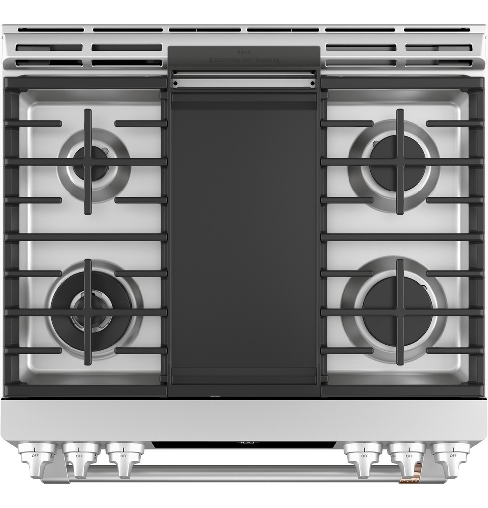 Cafe CGS700P 30 inch Smart Slide-In Gas Range with 6 Burners, 5.6 cu. ft. Capacity, No-Preheat Air Fry and True European Convection