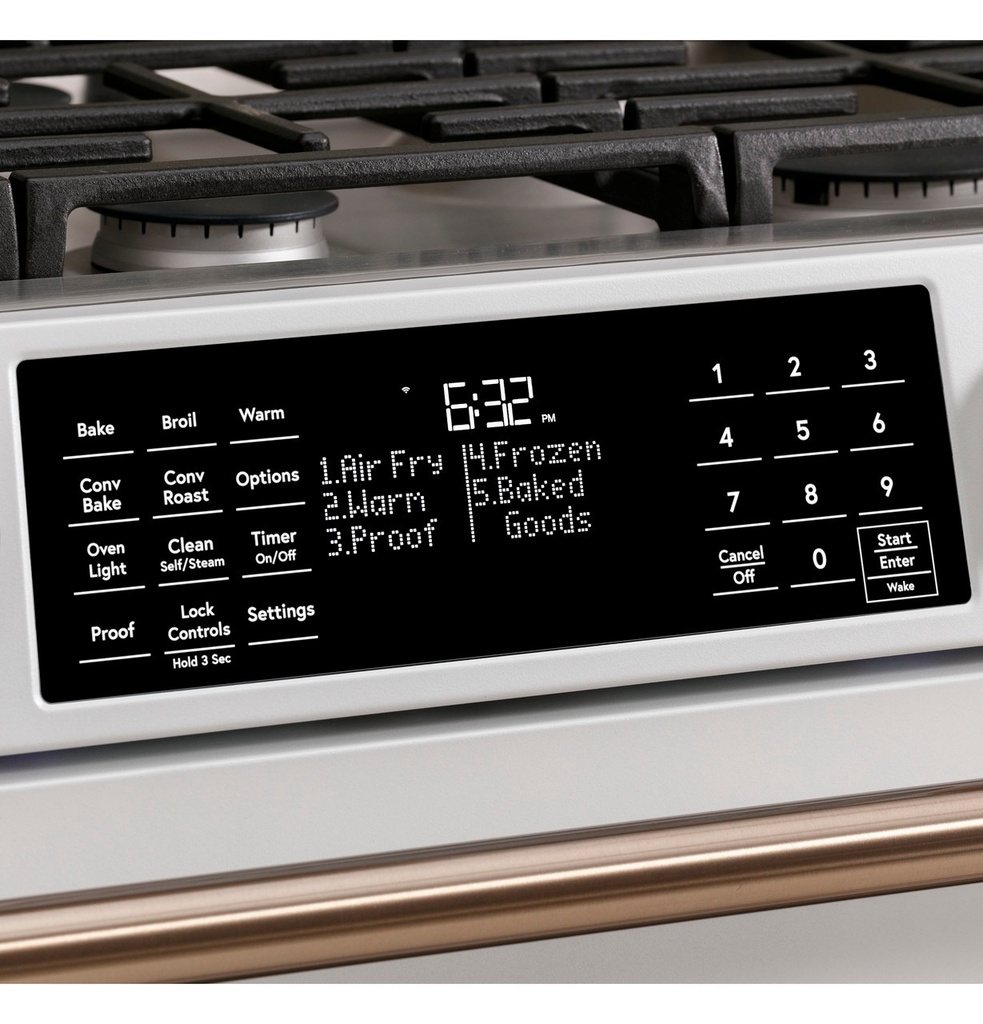 Cafe CGS700P 30 inch Smart Slide-In Gas Range with 6 Burners, 5.6 cu. ft. Capacity, No-Preheat Air Fry and True European Convection