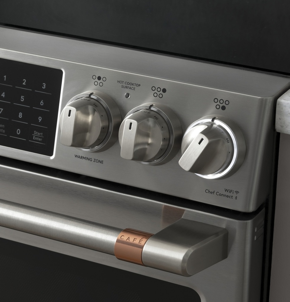 Cafe CHS900P 30 inch Smart Slide-In Convection Induction Range with 5 Elements, 5.7 cu. ft. Capacity, Warming Drawer and No-Preheat Air Fry