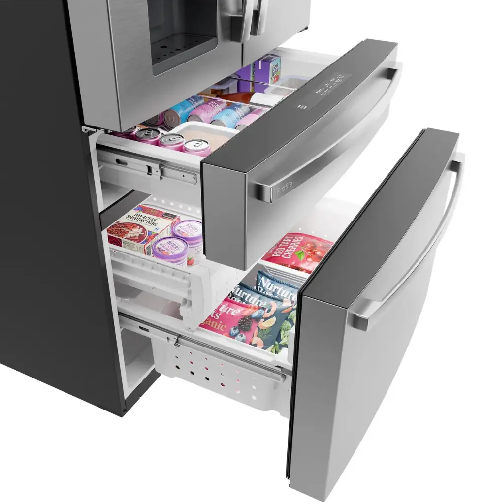 GE Profile PVD28HYYFS freezer opened