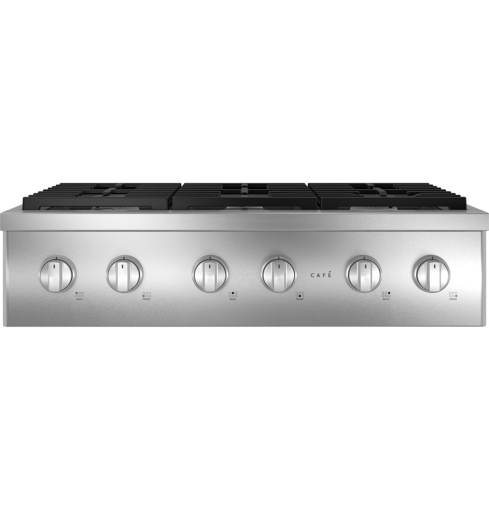 Cafe-CGU366P2TS1- 36" Commercial-Style Gas Rangetop with 6 Burners, Cast Iron Continuous Grates and ADA Compliant