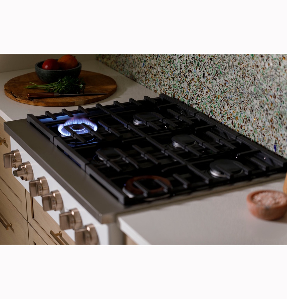 Cafe-CGU366P4TW2- 36" Commercial-Style Gas Rangetop with 6 Burners, Cast Iron Continuous Grates and ADA Compliant