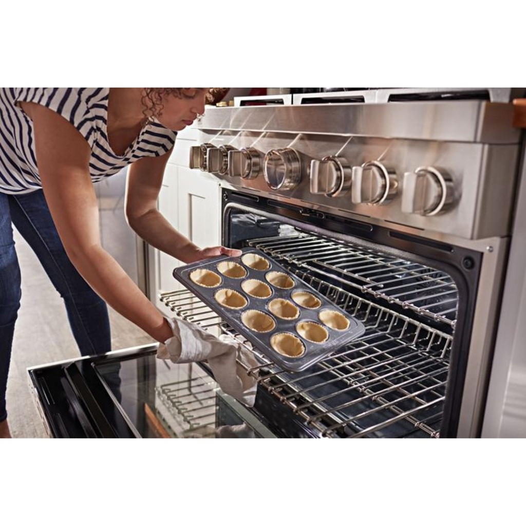 KitchenAid-KFDC506JSS-modern kitchen workspace with burner