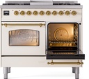 ILVE UPD40FNMPAWG Nostalgie II 40" Dual Fuel Range, side oven door opened