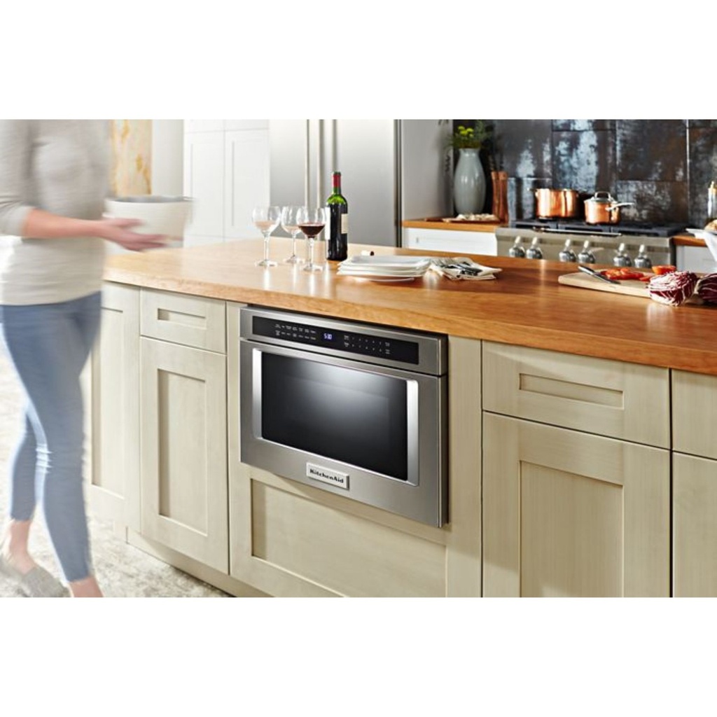 KitchenAid-KMBD104GSS-kitchen view with microwave