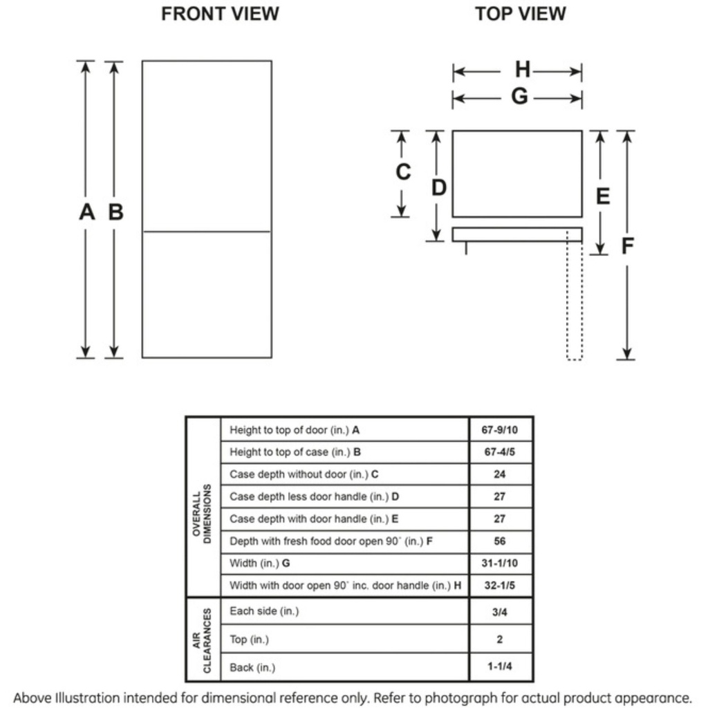 GE-GBE17HYRFS-Diagram all Views