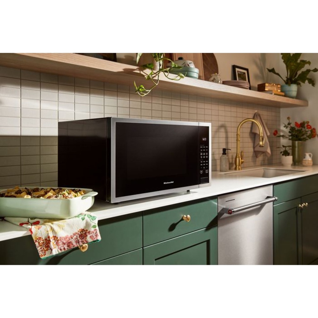 KitchenAid-KMCS324RPS-kitchen view with microwave