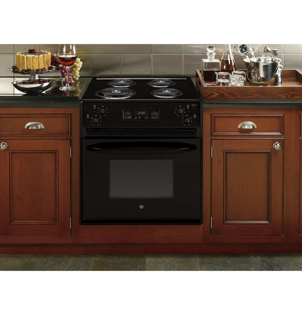 GE JM250DT 27" Drop-In Electric Range with 4 Coil Burners, 3 cu. ft. Oven Capacity, Sensi-Temp Technology, Electronic Clock and Timer