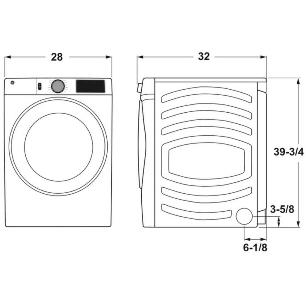 GE-GFD55GSSNWW-Diagram of Smart Front Load Gas Dryer