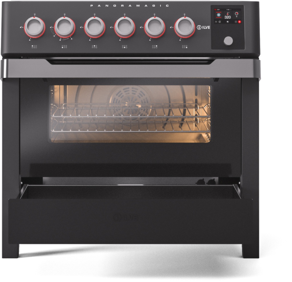 ILVE Panoramagic 36" UPMI09S3MK Induction Range, drawers