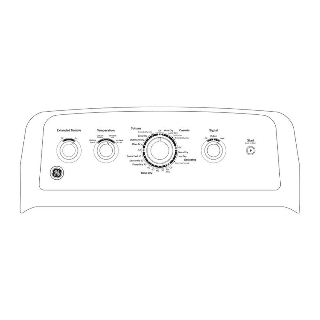 GE-GTD45EASJWS-Diagram of control panel