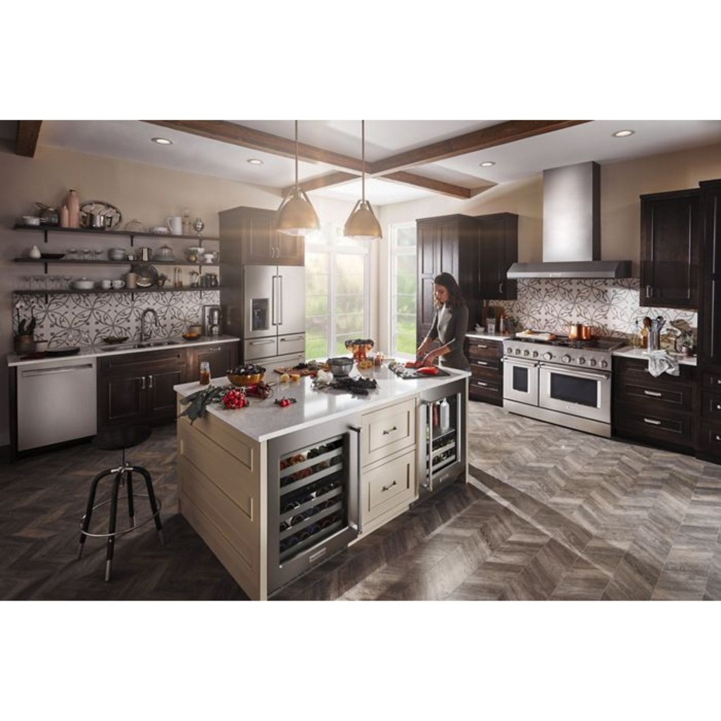 KitchenAid-KUWL314KSS-Modern Kitchen Workspace with wine cellar