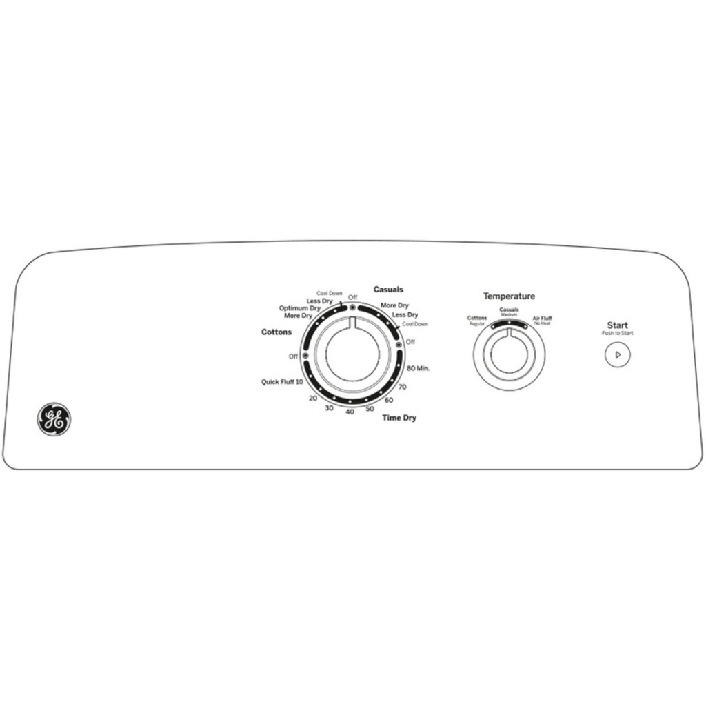 GE-GTX33GASKWW-Diagram of control panel