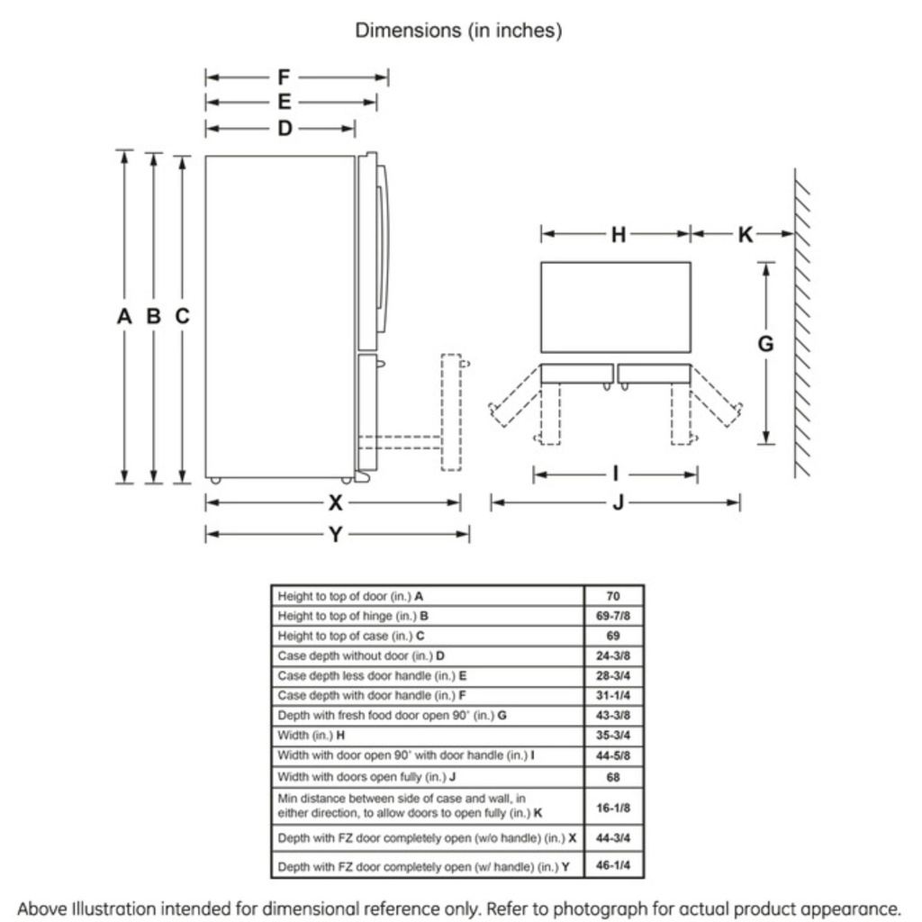 GWE23GMNES dimensions