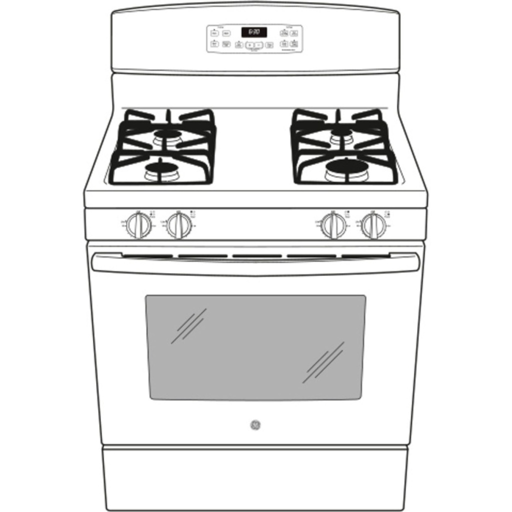 GE-JGB635DEKBB-Diagram of Gas Range with 4 Burners
