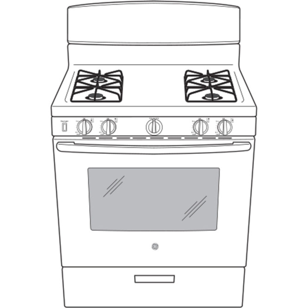 GE-JGBS30DEKBB-Diagram of Gas Range with 4 Burners