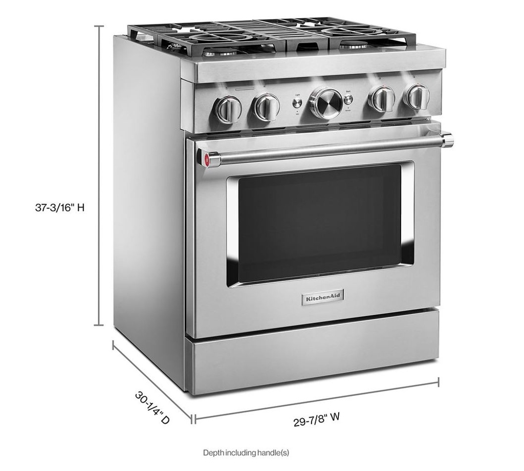 KitchenAid KFDC500J 30 inch Smart Commercial-Style Dual Fuel Range with 4 Burners, 4.1 Cu. Ft. Capacity and Even-Heat True Convection