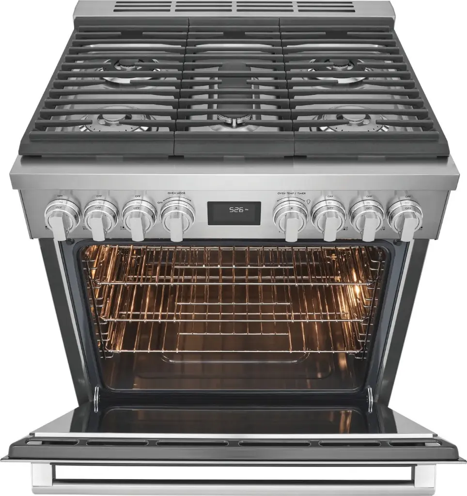 Electrolux ECFD3068AS 30 inch Dual-Fuel Freestanding Range with 5 Burners Including 2 Brass Burners, 4.6 cu. ft. Oven Capacity, True Convection, in Stainless Steel