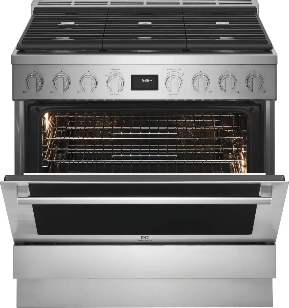 Electrolux ECFD3668AS 36" Dual Fuel Range with 6 Burners, 4.4 cu. ft. Oven Capacity, True Convection, Continuous Cast Iron Grates and Temperature Probe in Stainless Steel