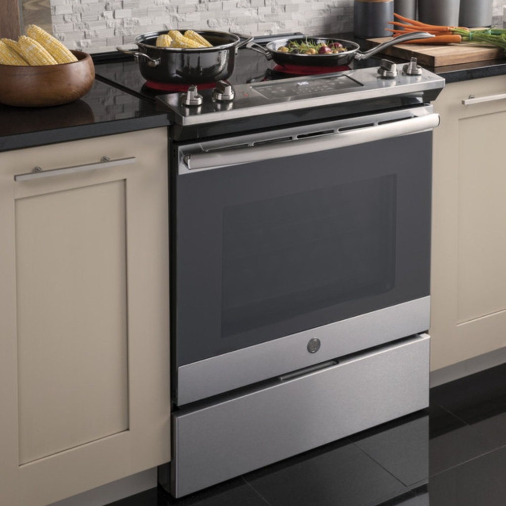 GE-JS645SLSS-Two 9"/6" 3100W Power Boil elements