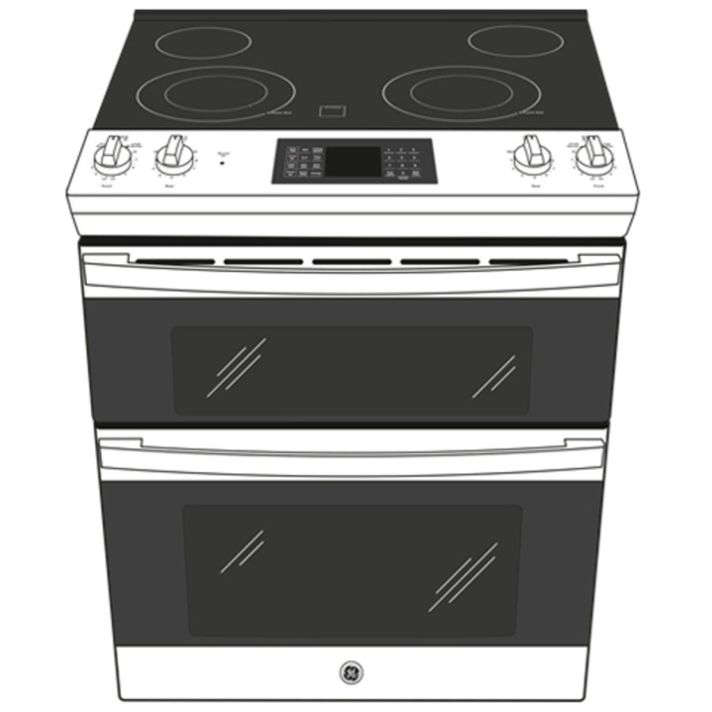 GE-JSS86SPSS-Diagram of Double Oven Range with 5 Elements