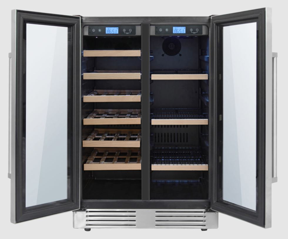 TBC2401DI 24 inch Dual Zone Beverage Center with 21 Bottle and 95 Can Capacity, Rolling Slideways, 2 Activated Charcoal Filter, in Stainless Steel