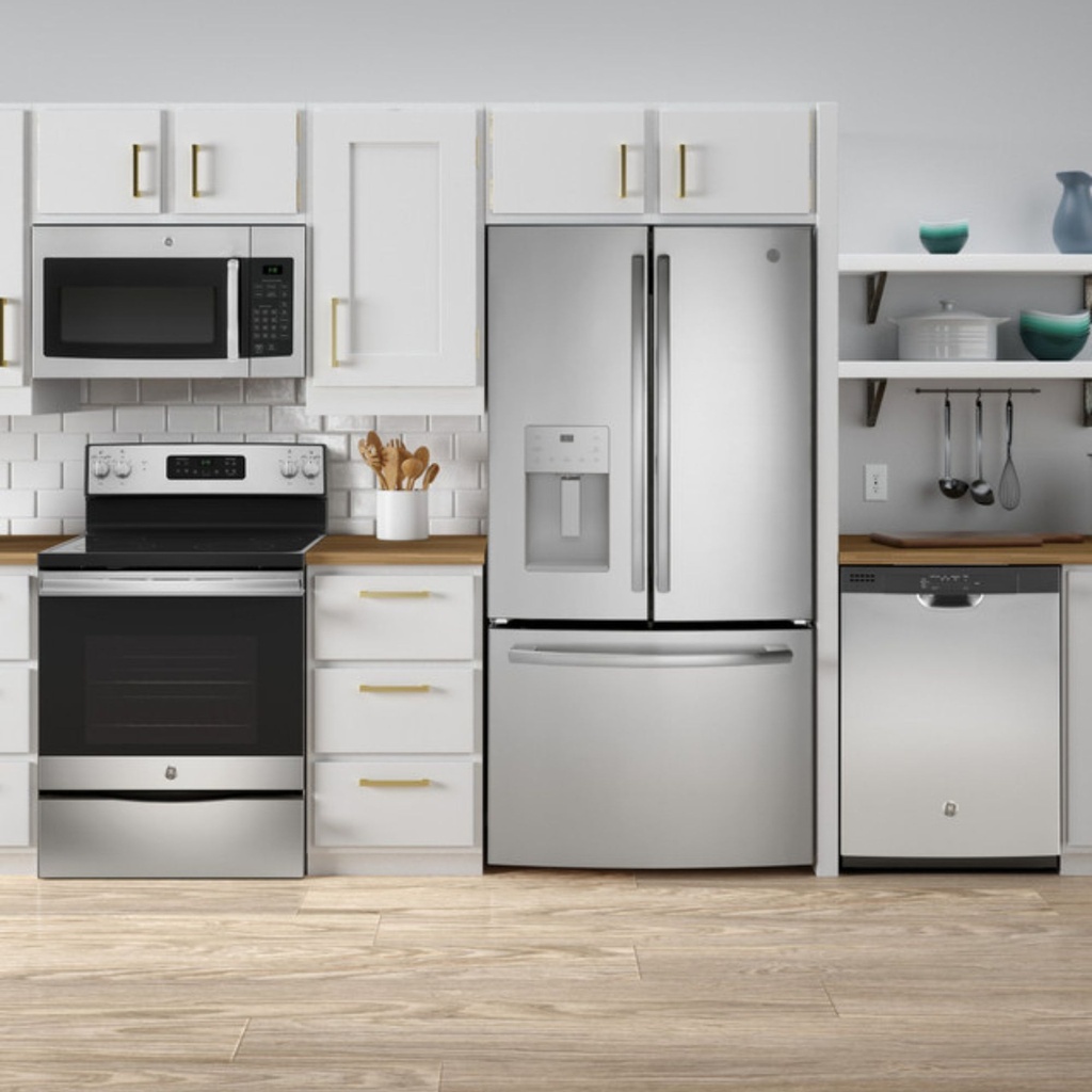 JVM3160RFSS modern stainless steel kitchen setup