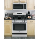 JVM3160RFSS modern kitchen with gas range and microwave