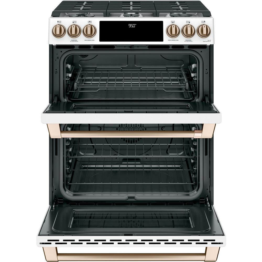 Cafe C2S950P 30 inch Smart Slide-In Dual Fuel Double-Oven Range with 6 Burners, 7 cu. ft. Total Capacity and No-Preheat Air Fry in Stainless Steel