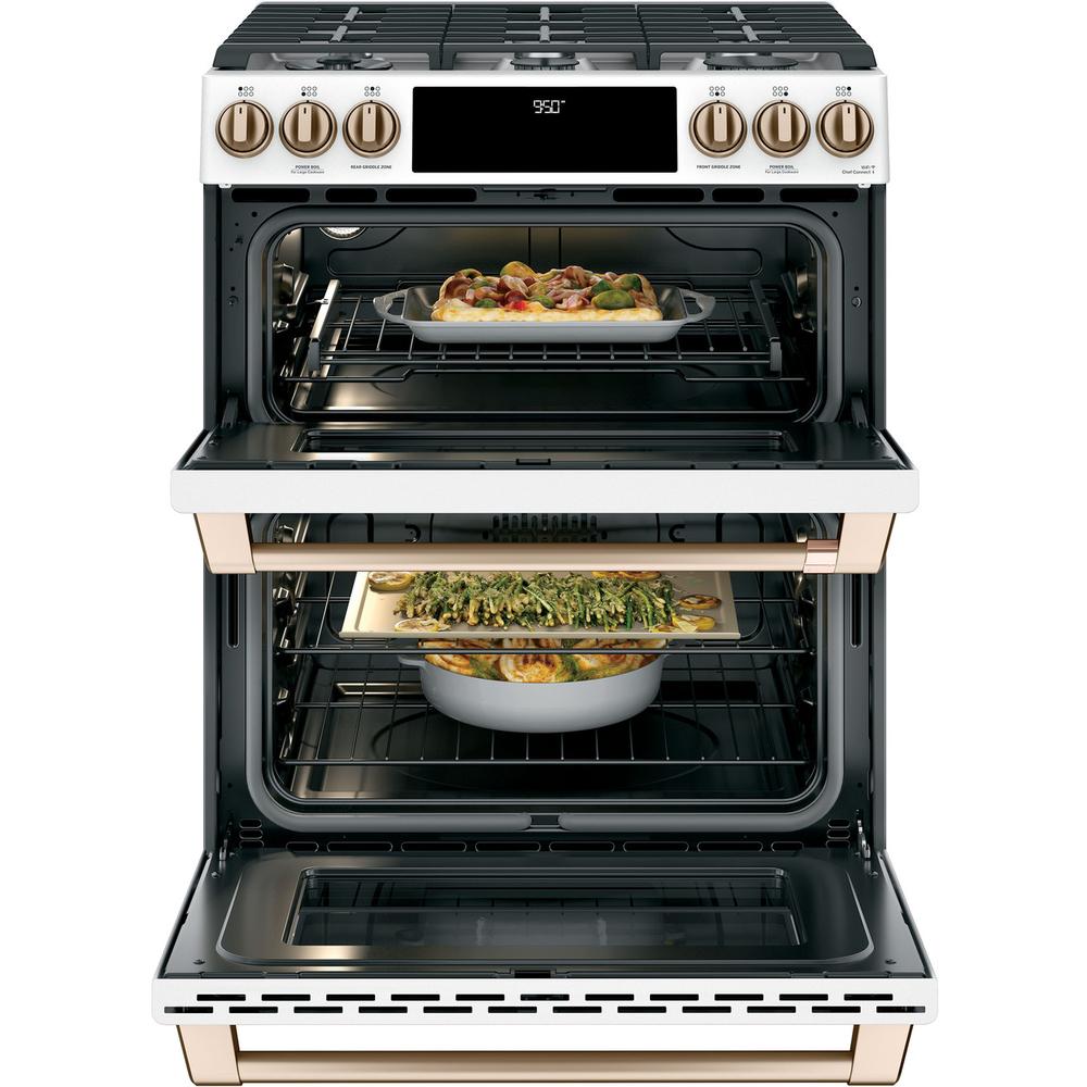 Cafe C2S950P 30 inch Smart Slide-In Dual Fuel Double-Oven Range with 6 Burners, 7 cu. ft. Total Capacity and No-Preheat Air Fry in Stainless Steel