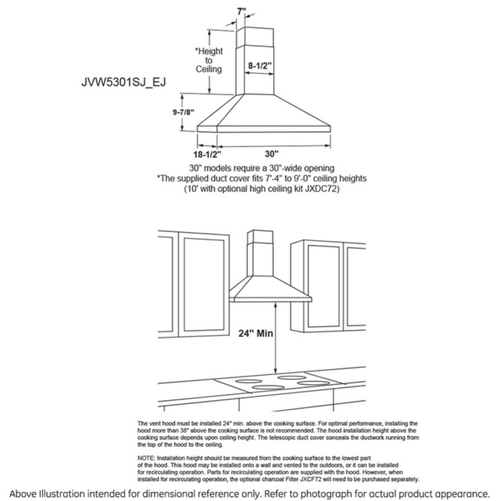 JVW5301BJTS diagram of dimensional
