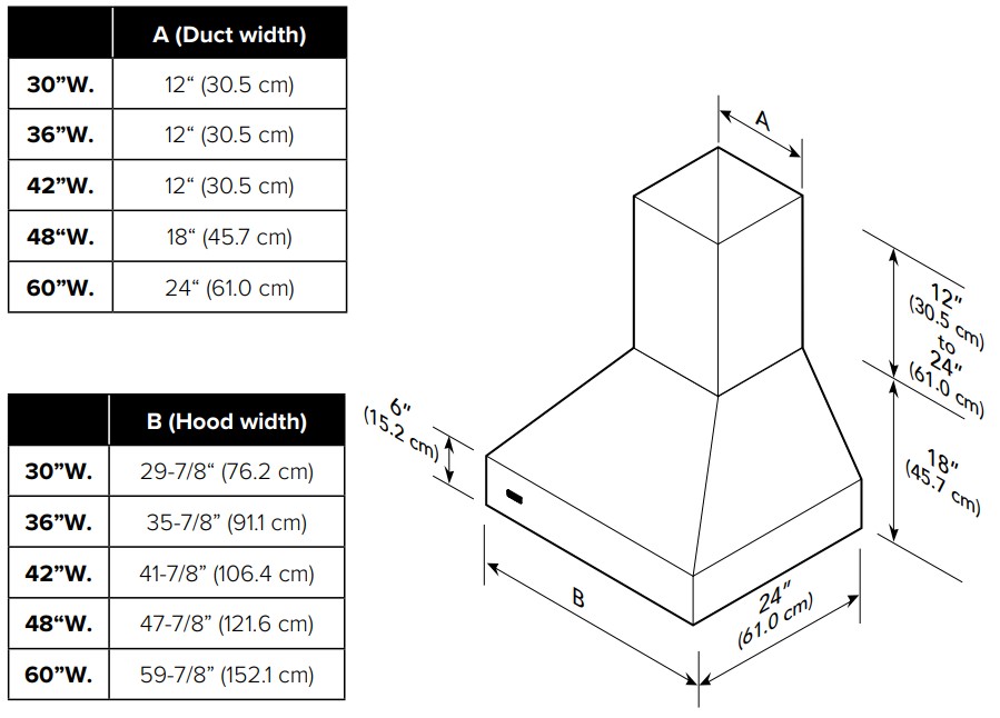 VCWH54848SS-Dimensions