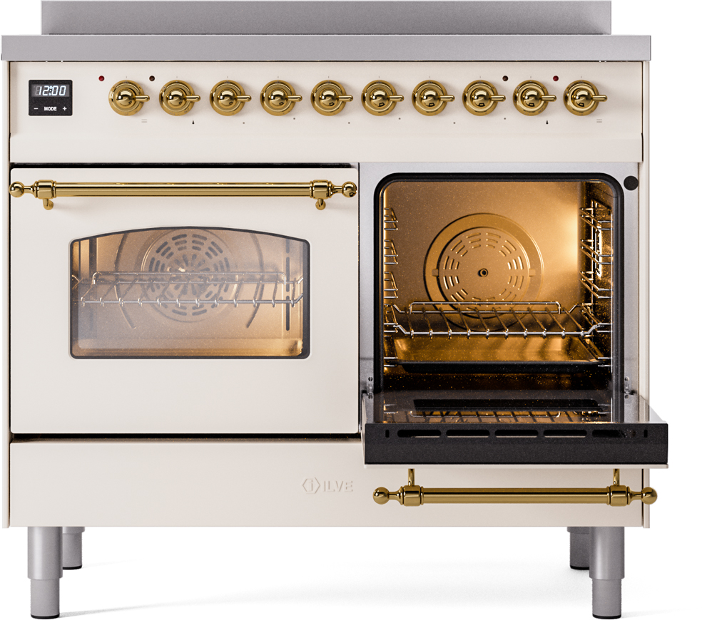 ILVE Nostalgie II 40" UPDI406NMPAWG Induction Range, side oven door opened