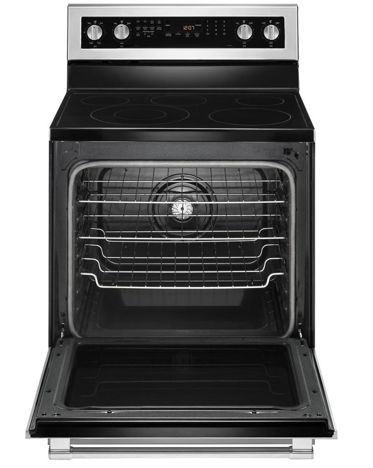 Maytag MER8800FZ 30 inch Freestanding Electric Range with 5 Elements, 6.4 cu. ft. Oven Capacity, True Convection, AquaLift Self-Cleaning Technology in Fingerprint Resistant Stainless Steel