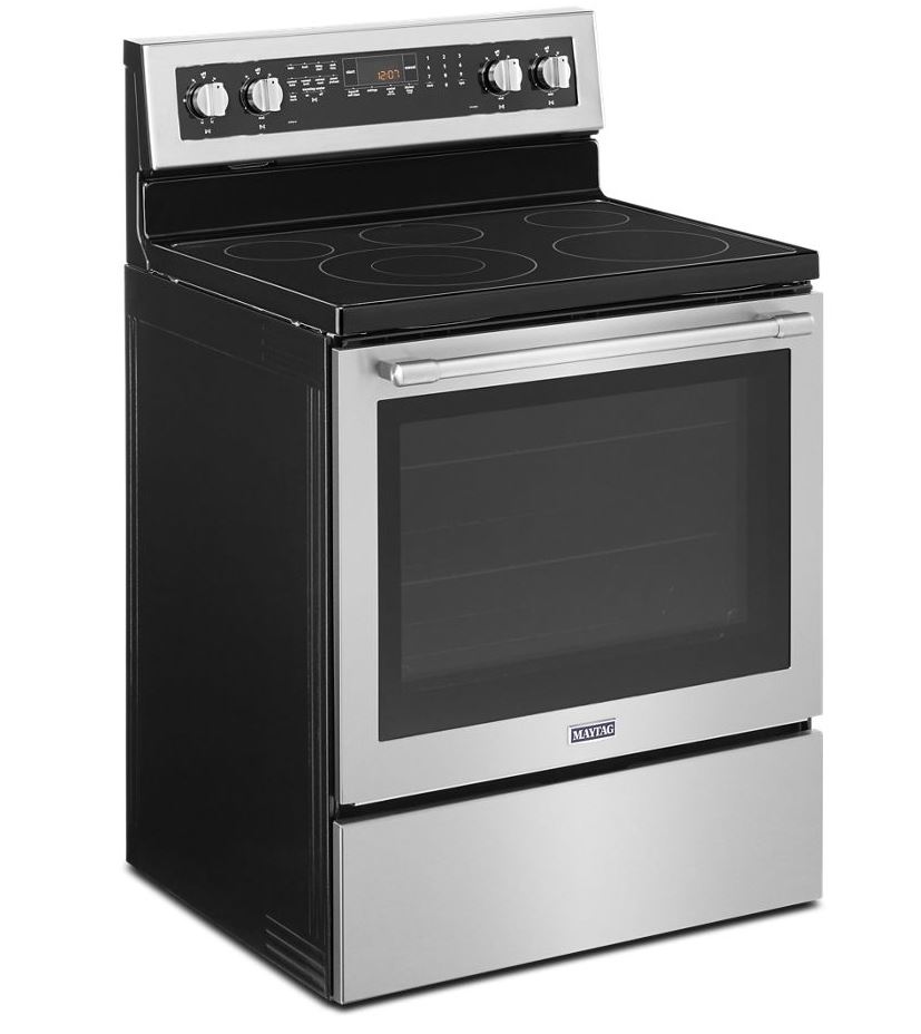 Maytag MER8800FZ 30 inch Freestanding Electric Range with 5 Elements, 6.4 cu. ft. Oven Capacity, True Convection, AquaLift Self-Cleaning Technology in Fingerprint Resistant Stainless Steel