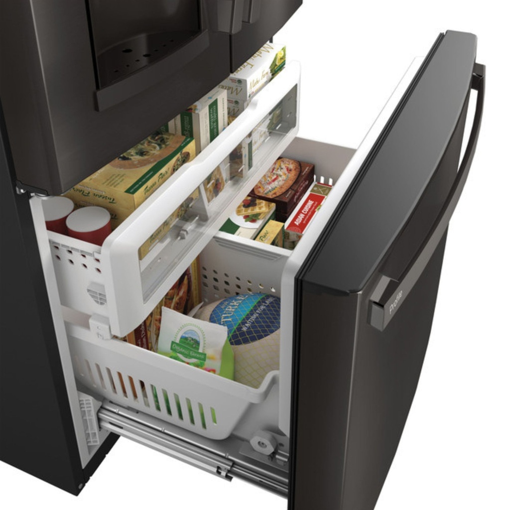 GE-PFE28KBLTS-French Door Refrigerator with Pull-Out Freezer Drawer