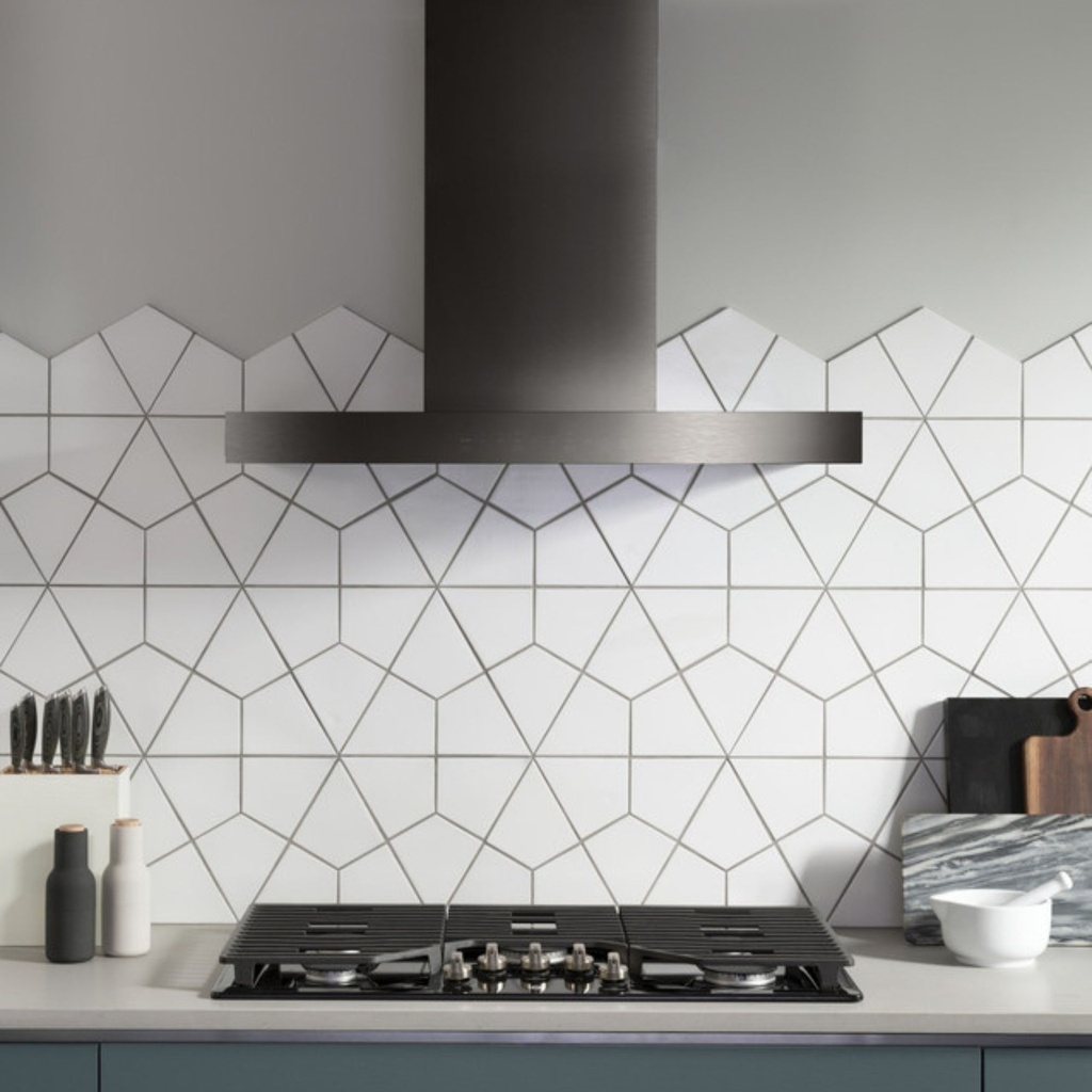 GE-PGP7036DLBB-Modern Kitchen with Gas Cooktop and Range Hood