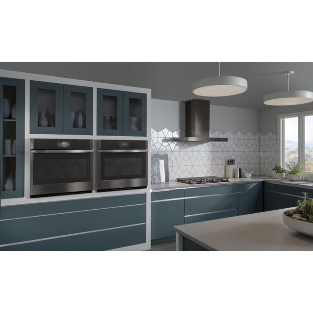 GE-PGP7036DLBB-Modern Kitchen with Gas Cooktop and Range Hood