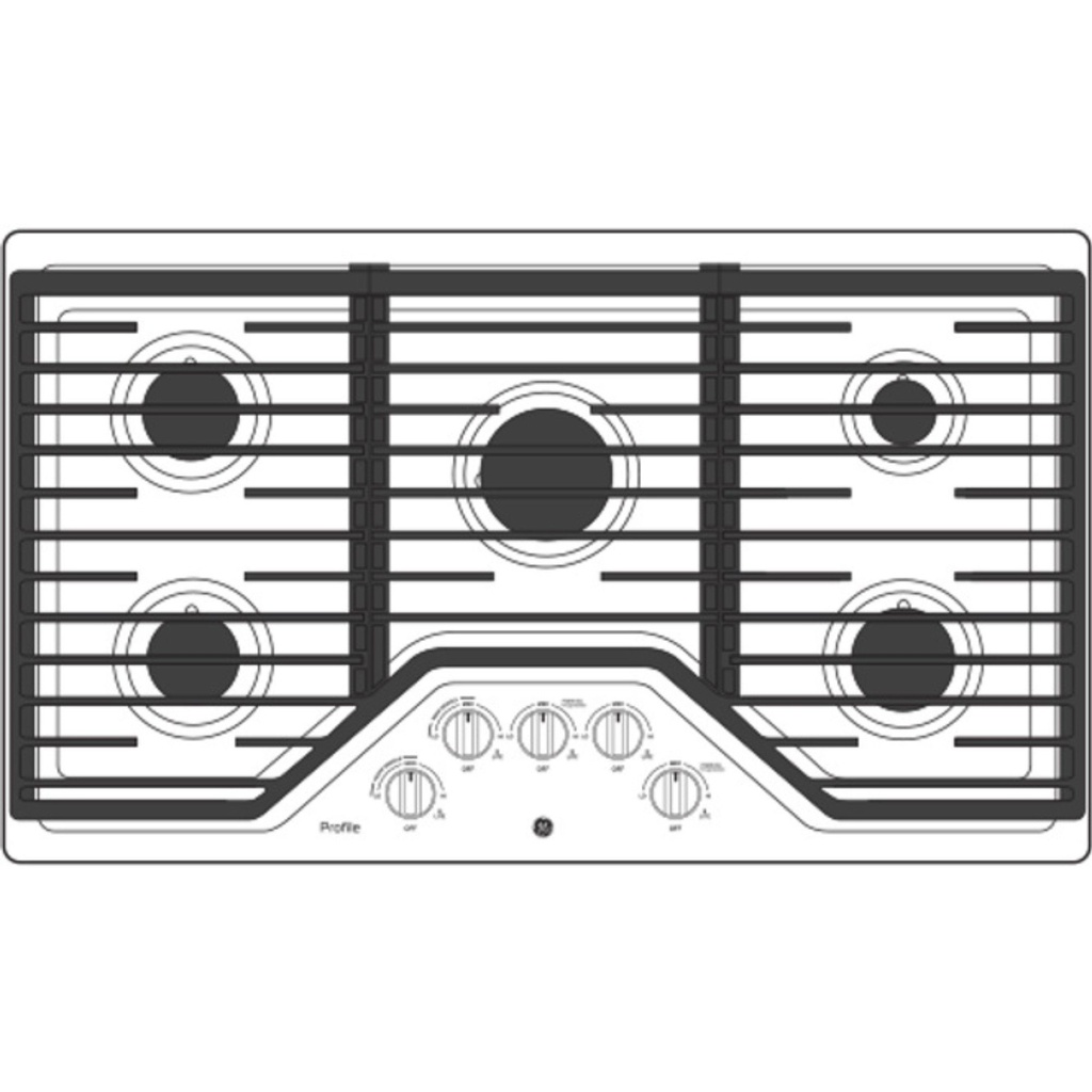 GE-PGP7036DLBB-Diagram of36" Built-In Gas Cooktop