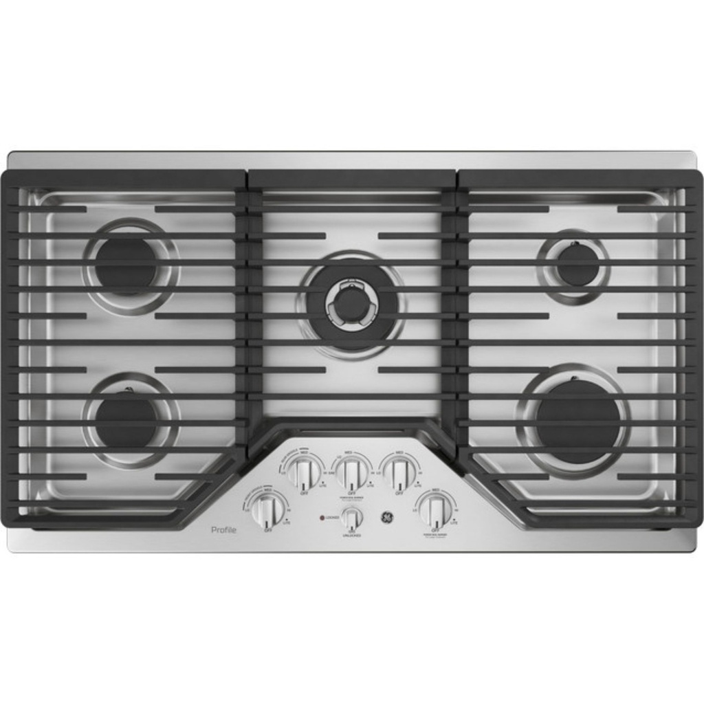 GE-PGP9036SLSS-36" Built-In Tri-Ring Gas Cooktop with 5 Burners