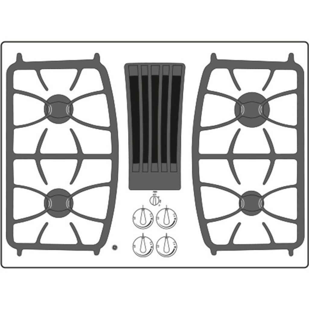 GE-PGP9830DRBB-Diagram of30" Built-In Gas Downdraft Cooktop