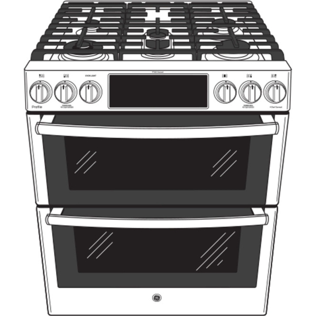 GE-PGS960YPFS-Diagram of30" Smart Slide-In Front-Control Gas Double Oven