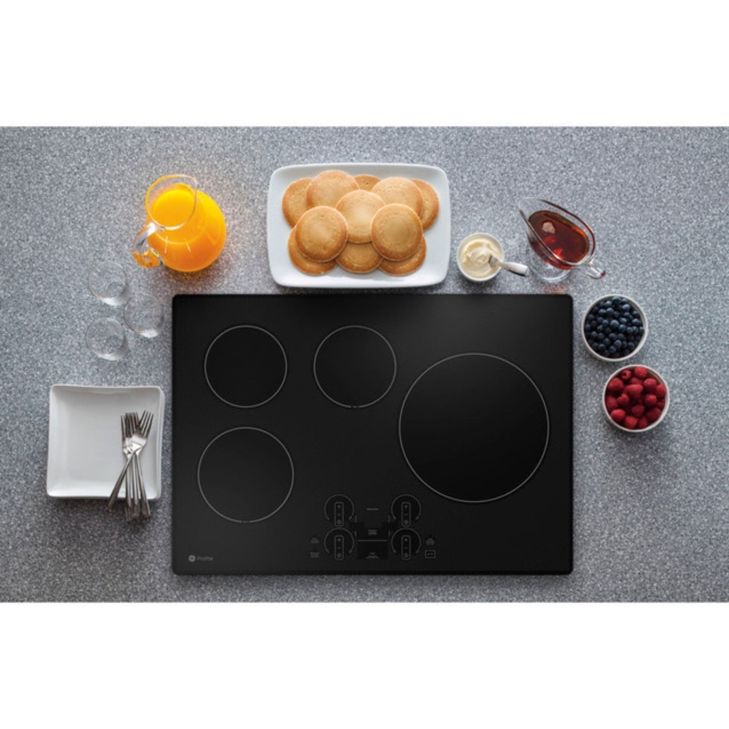 GE-PHP9030DTBB-Modern Kitchen Induction Cooktop with Breakfast Setup